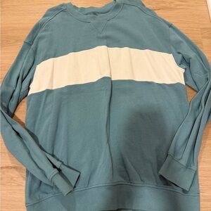 Goodfellow & Co Teal and Cream Crewneck Sweater